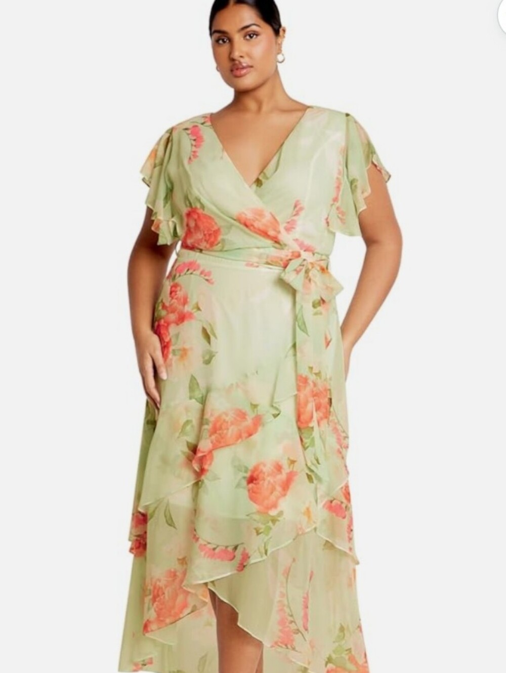 NWT City Chic Women's Plus Size Maxi Dress - Flirty Tier Print